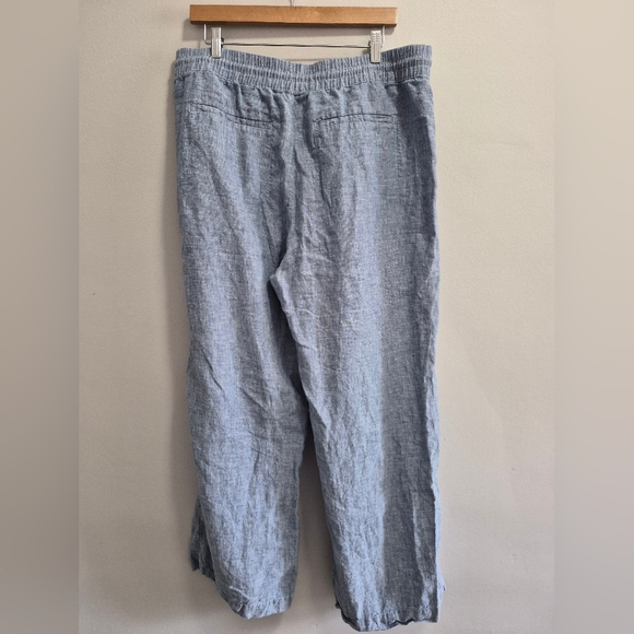 Athleta Retreat Linen High Rise Wide Leg Pants Chambray Blue Size 16 - Picture 4 of 9